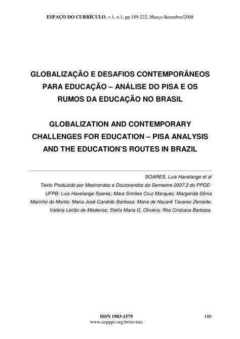 pdf globalização e desafios contemporâneos para educação análise do pisa e os rumos da