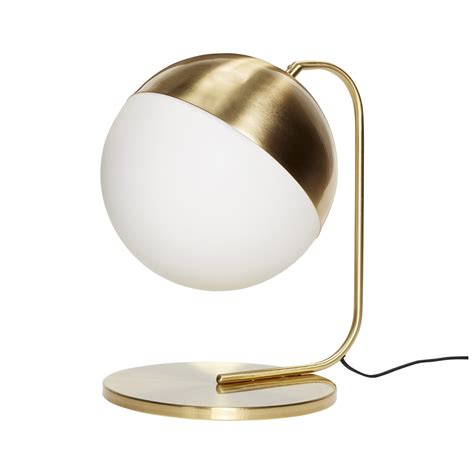 Hubsch White Glass And Brass Globe Table Lamp
