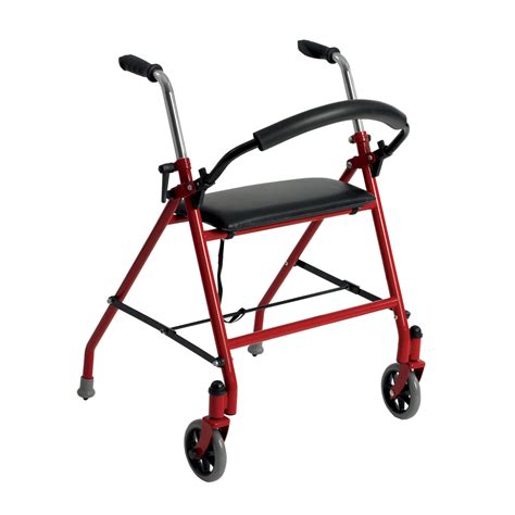 Two Wheeled Walker With Seat Red