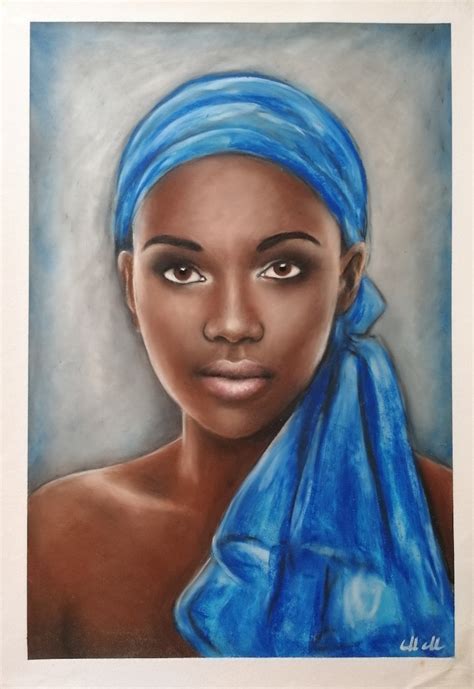 African Woman Original Oil Pastel Portrait Painting Etsy