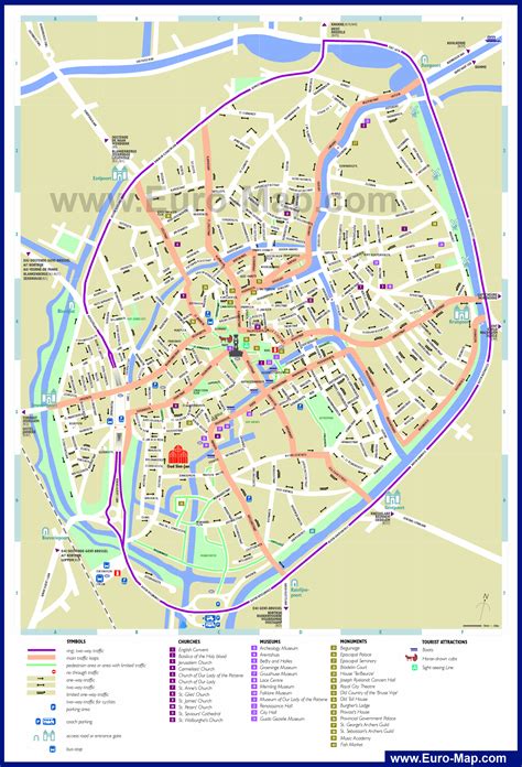 Карты Брюгге Подробная карта города Брюгге с достопримечательностями