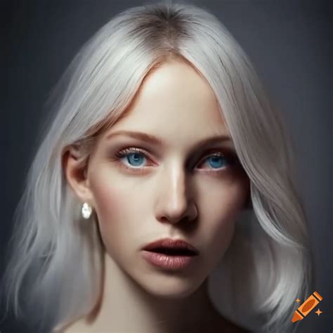 Platinum Blonde Woman With Sharp Features And Grey Eyes On Craiyon
