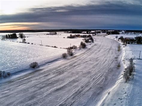 Aerial View Of The Icy River Stock Image Image Of Sunset Afternoon