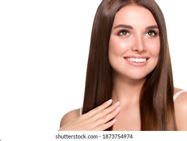 Smooth Hair Long Woman Beautiful Hairstyle Stock Photo