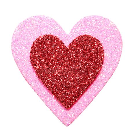 Valentines Day Glitter Red And Pink Hearts Isolated On White Stock
