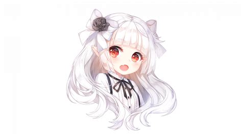 Kawaii Anime Girl White Hair And Red Eyes Wallpapers