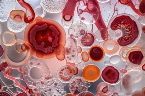 Microscope Slide Of Blood Cells With Various Details Visible Stock