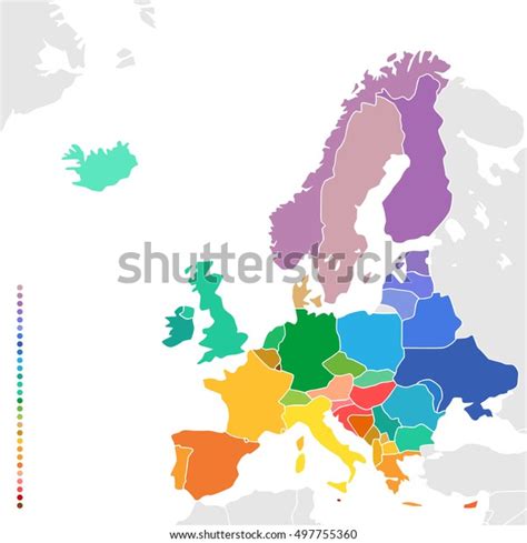 Colorful Empty Map Of Europe Simplified Vector Map With Countries In