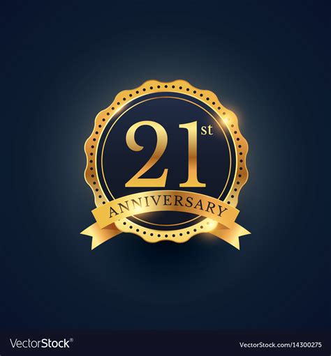 21st Anniversary Celebration Badge Label Vector Image