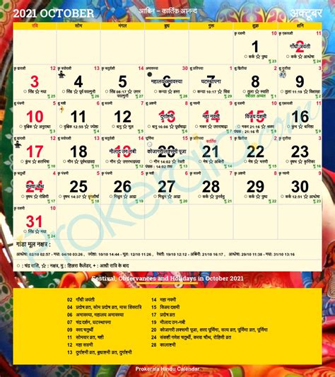 Kaal Nirnaya Hindu Calendar 2021 With Tithi Best Calendar Example