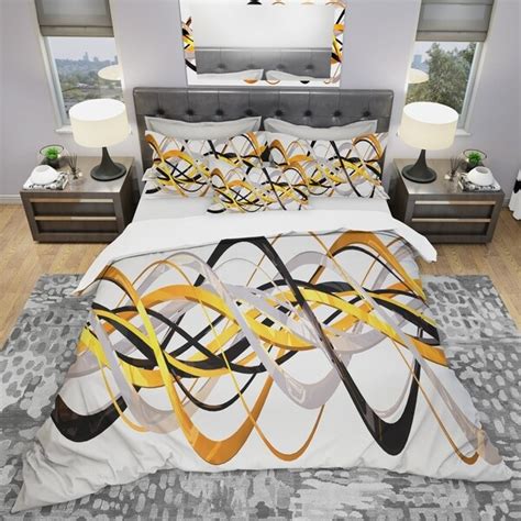 Designart Gold And Silver Helix Modern And Contemporary Bedding Set