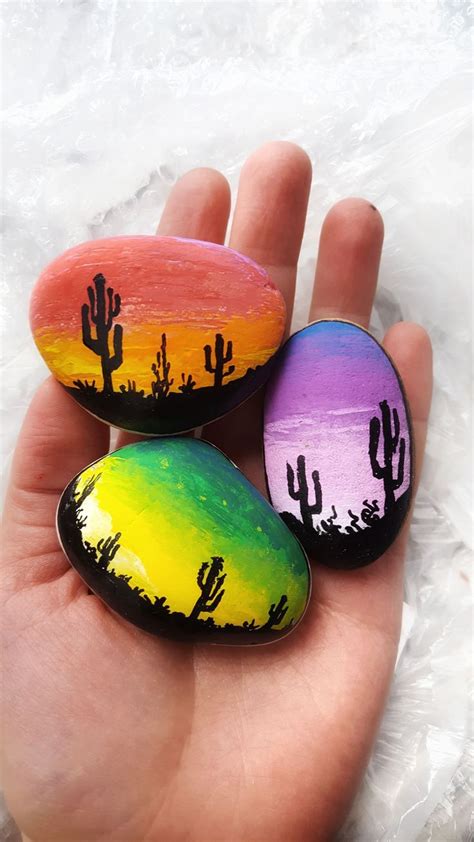 Rock Painting Ideas For Beginners Unique Cactus Designs For Painting On Rocks Dessert Design