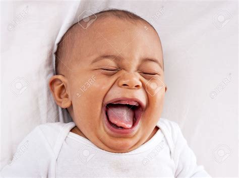 Happy Big Laughing 7 Month Old African American Baby Boy Funny Baby