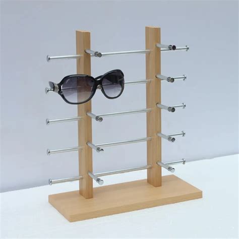 Premintehdw W32 H36 D15cm Counter Top Wood Eyeglasses Sunglasses Glasses Display Stand Rack
