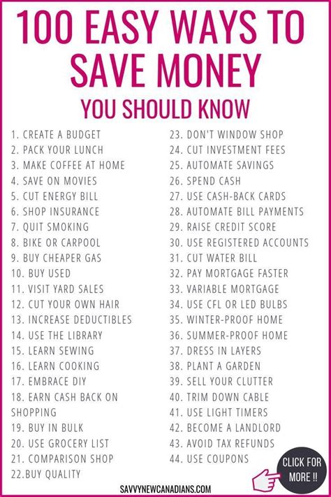 100 Creative Ways To Save Money On A Tight Budget Ways To Save Money