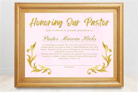 Editable Pastor S Appreciation Certificate From Members Pastor Gift Certificate Template