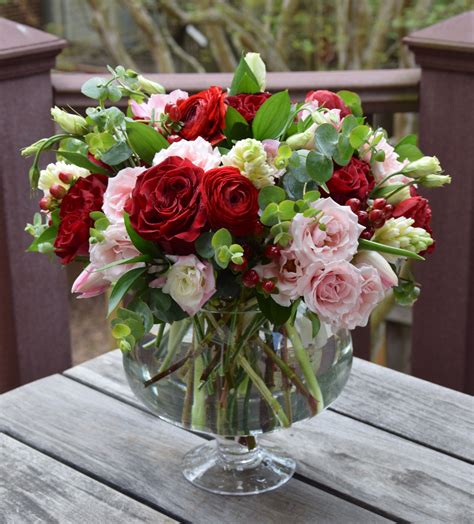 Wedding Anniversary Flower Centerpiece With Heart Roses Spray Rose