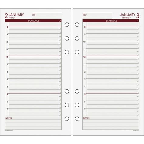Daily Planner Refills 6 Hole Punched 2ppd 6 3 4 X3 3 4 We Drn063125y