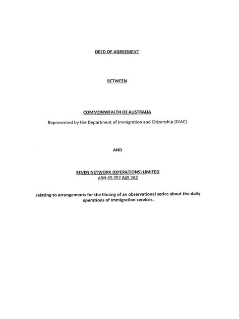 Border Security Deed Of Agreement Pdf Business