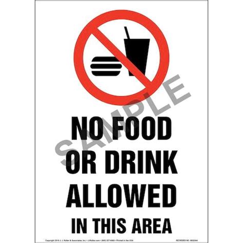 No Food Or Drink Allowed In This Area Sign With Icon