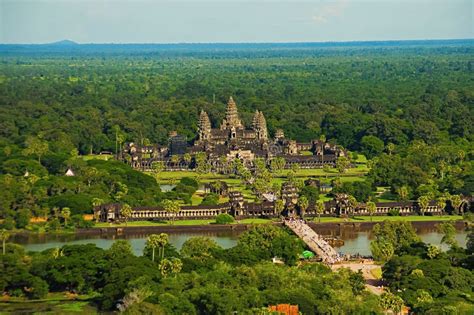 Angkor Wat Temple Complex Aerial View Siem Reap Cambodia Largest