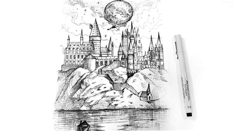 How To Draw Hogwarts Castle Vertical Video Pen Drawing Sounds Asmr