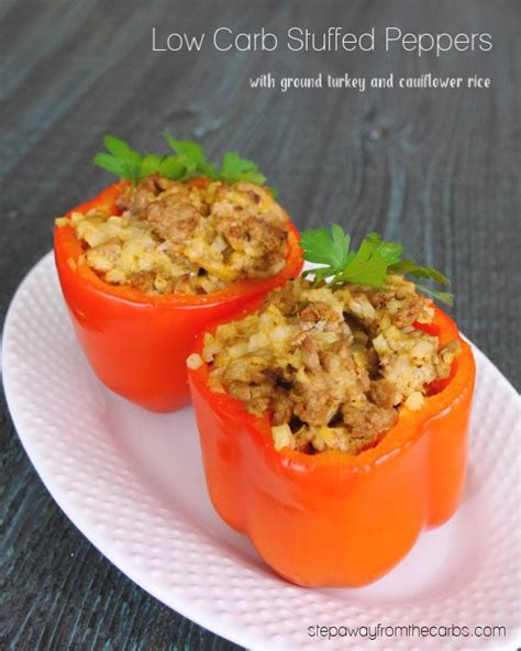 Verywell / alexandra shytsman if you can't stomach the thought of giving up spaghetti, macaroni, and. Low Carb Stuffed Peppers - with ground turkey, cauliflower ...