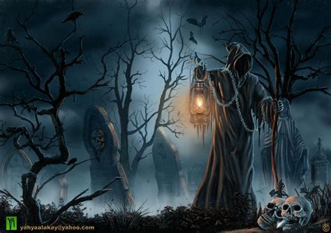 Cemetery Keeper Dark Fantasy Art Dont Fear The Reaper Halloween Art