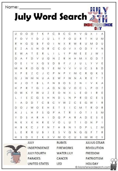 While there is no pressure to decorate for independence day, a flag out front or a cute wreath on the door can do the trick without the fuss. July Word Search | Word find, Graduation words, Holiday words