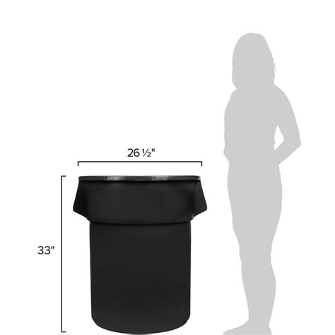 Lavex Janitorial 55 Gallon Black Round Commercial Trash Can And Lid