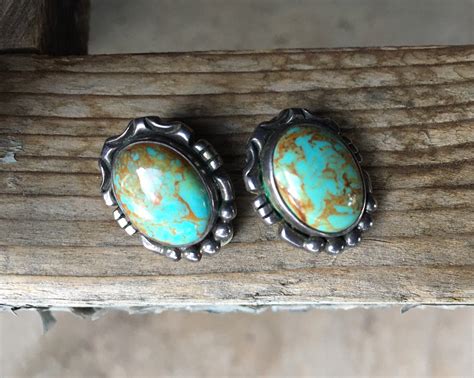 Vintage Turquoise And Sterling Silver Clip On Earrings For Non Pierced