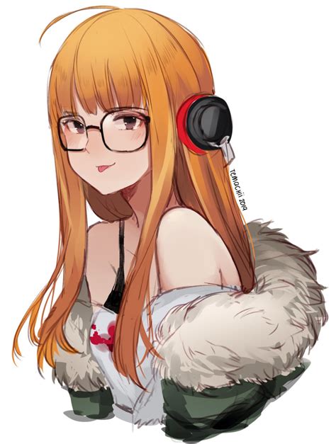 Safebooru 1girl P Ahoge Bare Shoulders Behind The Head Headphones Black Framed Eyewear Black