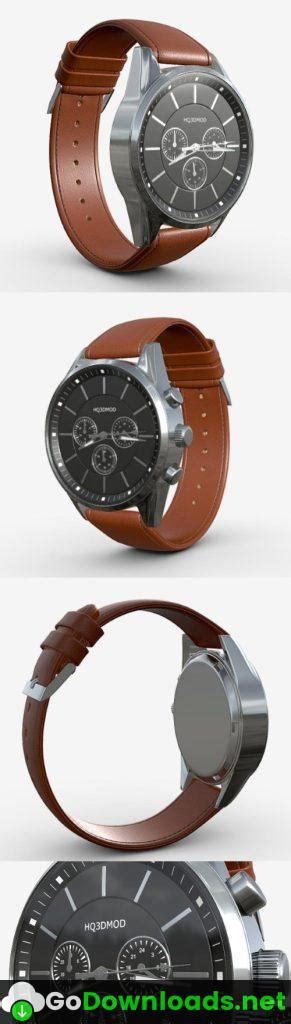 Wristwatch With Leather Strap 3d Model Free Download