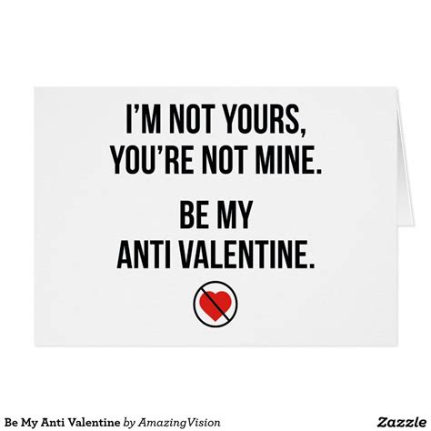 Be My Anti Valentine Holiday Card Funny Valentines Day