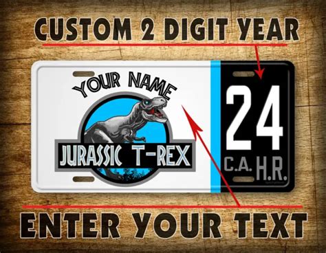 Custom Jurassic T Rex License Plate Dinosaur Park Jeep Wrangler Sahara