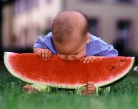 Funny Baby Eating Watermelon