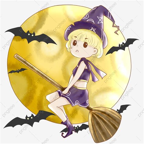 Halloween Flying Witch Witch Party Moon Witch Witch Broom Halloween