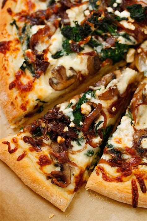 Caramelized Onion Feta Spinach Pizza With White Sauce Recipe Little