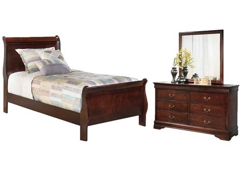 Alisdair Twin Sleigh Bed With Mirrored Dresser Roses Flooring And Furniture