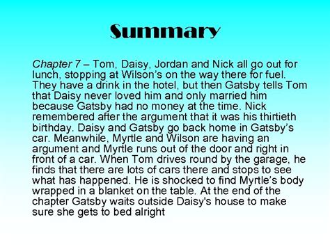 The Great Gatsby Summary Chapter 7