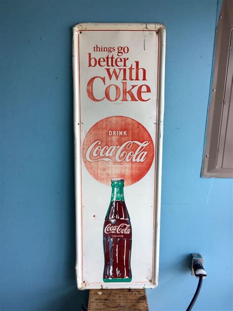 Original 1960s Vertical Tin Coca Cola Advertising Sign Jules St Jo