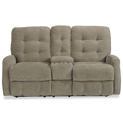 Flexsteel Devon Button Tufted Reclining Console Loveseat Rooms And