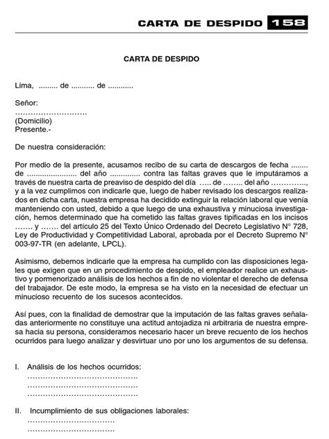 Modelo De Carta De Despido A Un Trabajador Ejemplo Gratis Images And