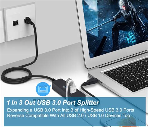 3 Port Usb 30 Hub With 1gbps Usb Ethernet Port Adapter