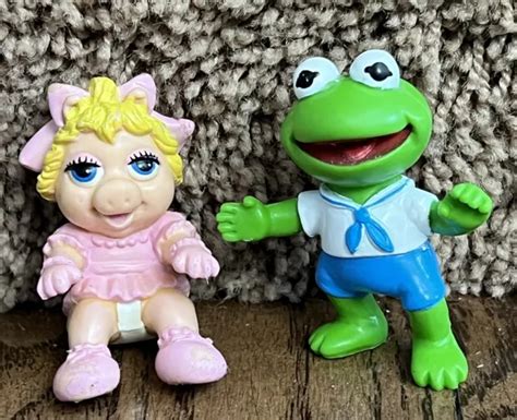 Vintage 1986 Ha Kermit The Frog Miss Piggy Muppet Babies Pvc Toy