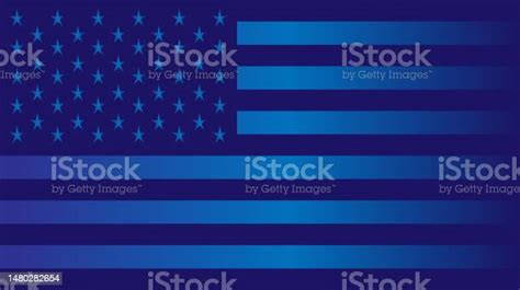 American Flag Background Vector Blue Metallic Stock Illustration