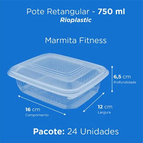 Un Pote Marmita Descart Vel Fitness Fit Ml Retangular Freezer