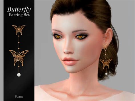 Butterfly Earrings By Suzue At Tsr Sims 4 Updates