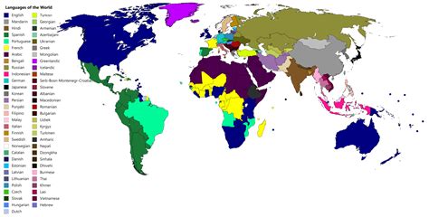 I Made A World Map Showing The Most Common Language By Country May