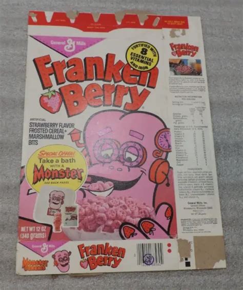 General Mills Franken Berry Monster Cereal Box Used Box Bath W Monster Picclick